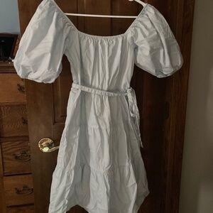 Sim and Sam Babydoll Puffed Sleeve Mini Dress Light Blue XS
